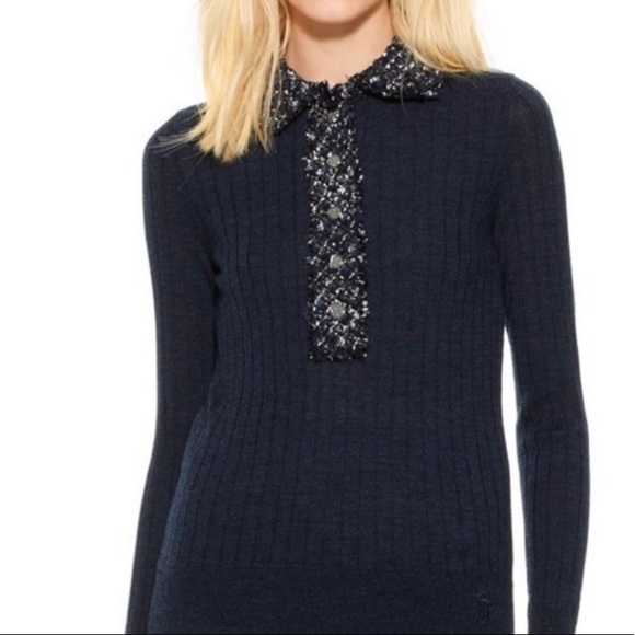 Tory Burch Sweaters - TORY BURCH Tweed Collar 100% Wool Sweater